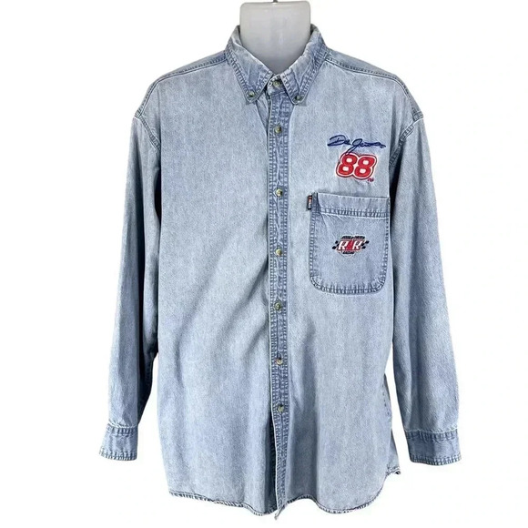 Competitors View Mens L Dale Jarrett #88 NASCAR Vintage Denim Shirt 100% Cotton - Picture 15 of 16